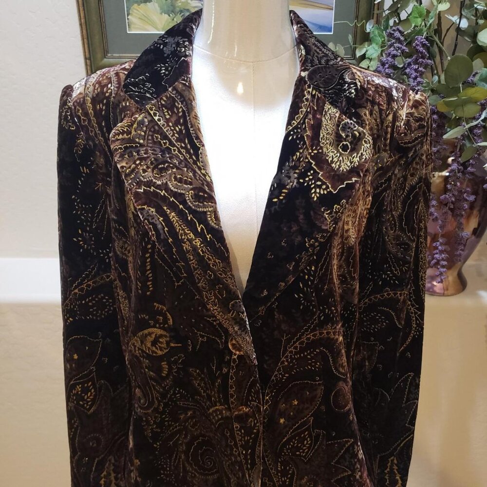 Vintage Peter Nygard, Velvet-Like, Paisley Blazer.